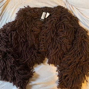 Brown shaggy cardigan